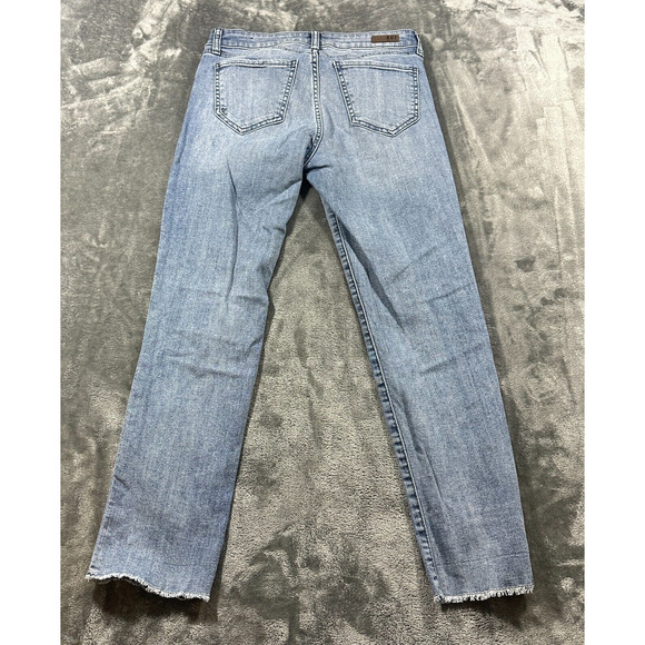Kut from the Kloth Jeans Womens 4 Blue Crop Straight Leg Raw Hem Denim Pants - Picture 7 of 14